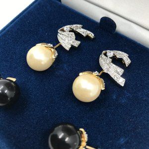 Camrose & Kross - Jackie Kennedy - White & Black Diamond & Pearl Earrings